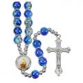  BLUE ROUND MARBLE FINISHED BEAD ROSARY (10 PC) 